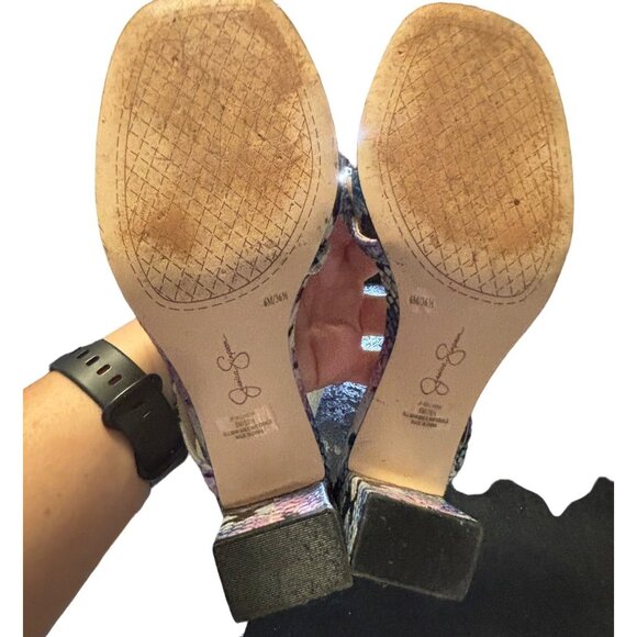 Jessica Simpson Blue Black White Snakeskin Heels Size 6M - Picture 9 of 10